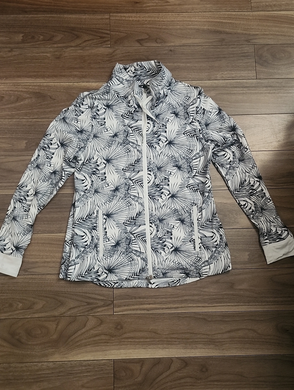 Lightweight Jacket double  Zipper Leaf Print